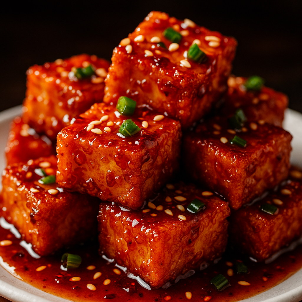 Korejské křupavé tofu v pikantní medové glazuře