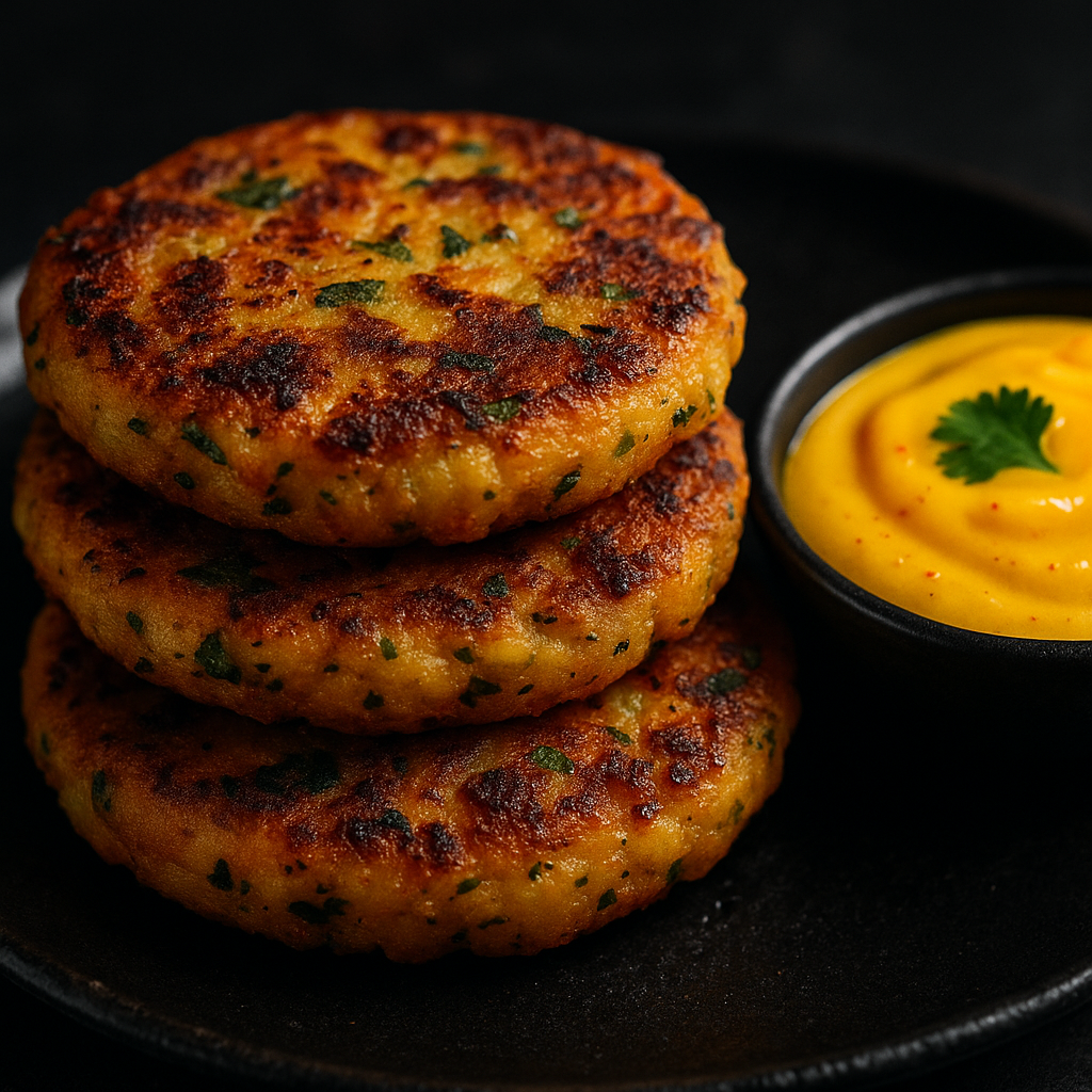 Křupavé indické bramborové placky s mangovým jogurtem
