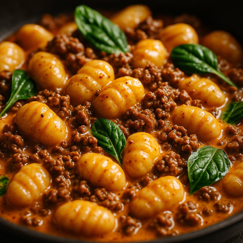 Krémové gnocchi s mletým masem